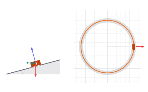 Banked road: Take a banked curve too fast or too slow and see which way the car slides.