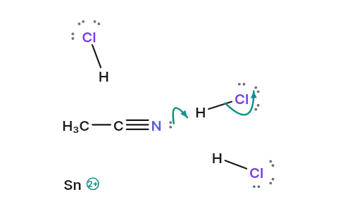 Stephen reduction: Tin(II) and acid turn a nitrile into an iminium salt, and water sets the aldehyde free.